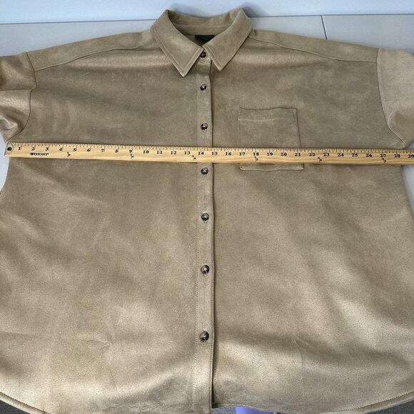 J Jill Button Up Shacket Jacket 3X Wearever Collection Faux Suede Tan - Picture 6 of 12